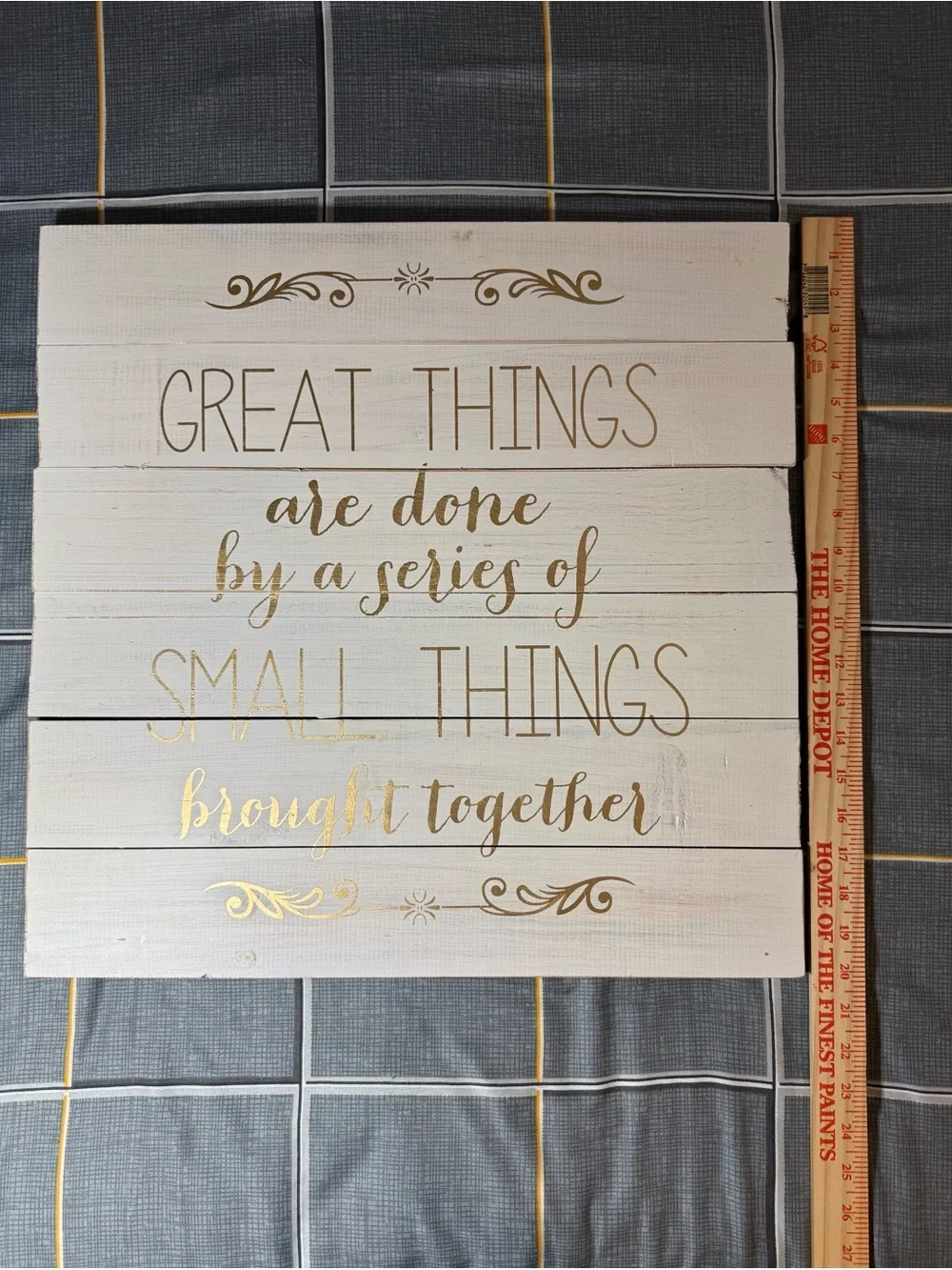 Neutral White Wall Plaque with Gold Script - Inspirational Quote